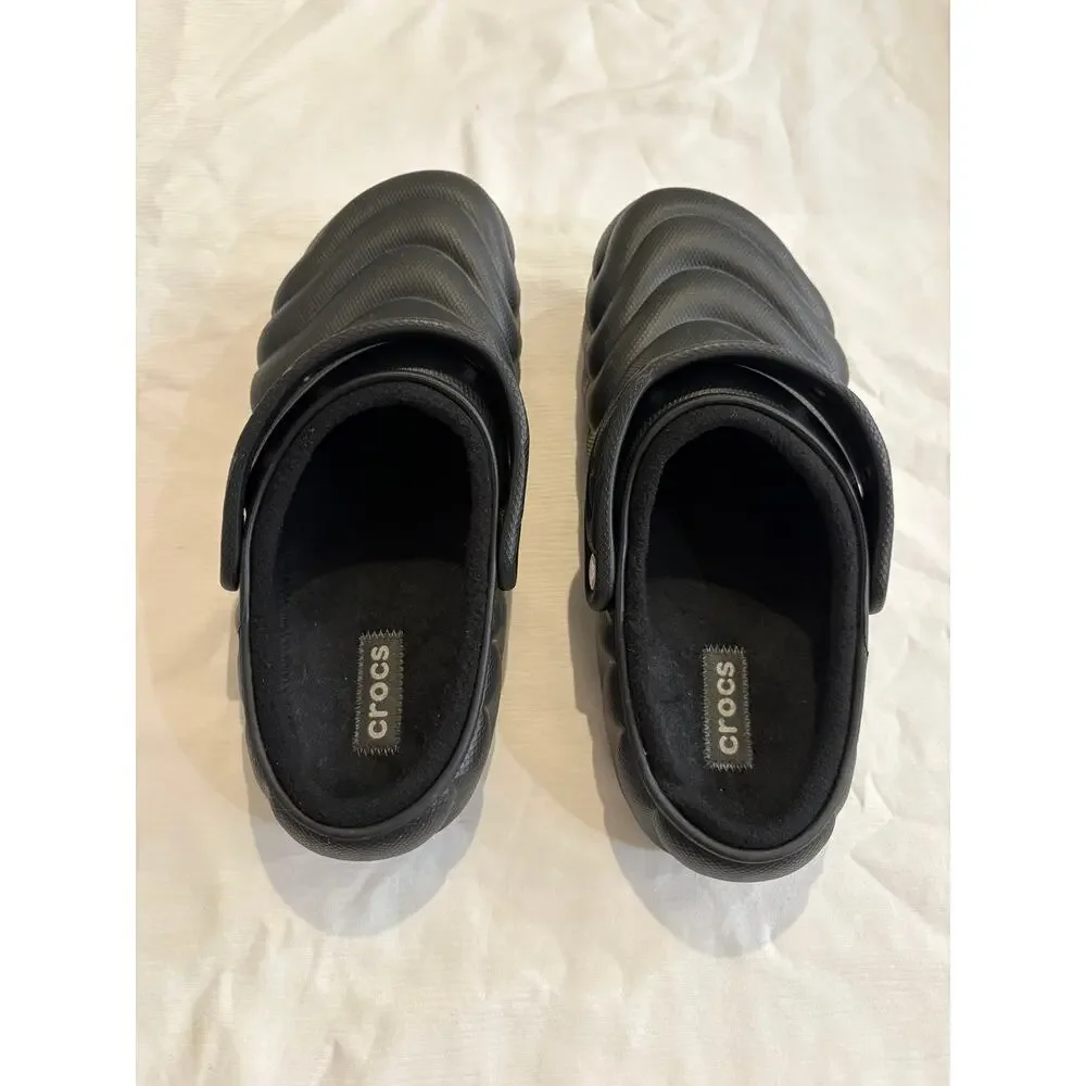 Crocs Classic Fleece Lined Overpuff Slip On Clogs Shoes Black Mens 12